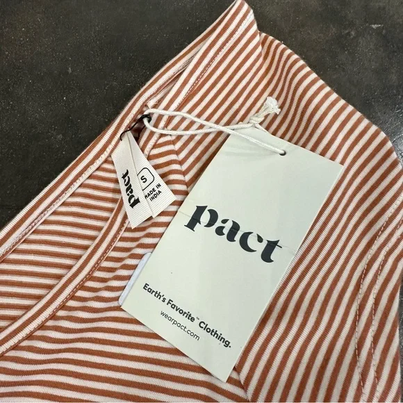 NWT Pact Organic Cotton Stripes & Floral Cross Back Mini Dress With Pockets - Picture 7 of 12